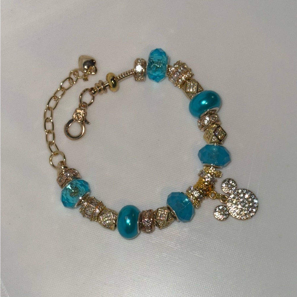 Elegant Gold and Blue Charm Bracelet - Picture 5 of 6